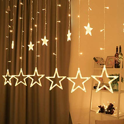 12 Stars 114 Led Curtain String Lights with 8 Flashing Modes