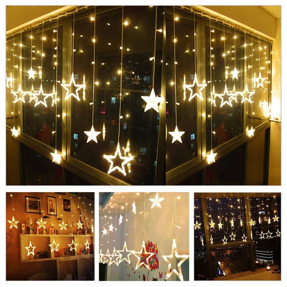 12 Stars 114 Led Curtain String Lights with 8 Flashing Modes