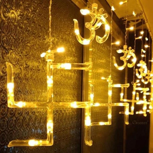 OM Swastik String Light for Decoration - 8 Flashing Modes